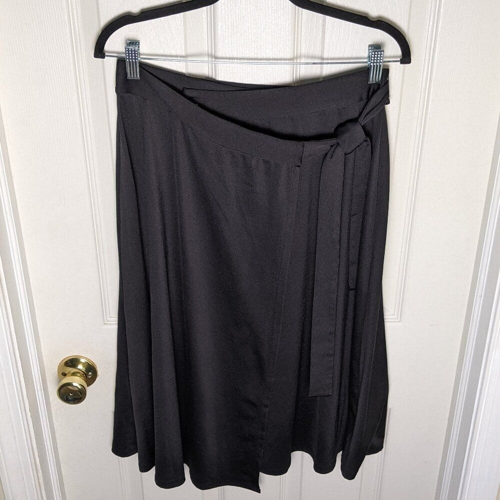 Jonathan Martin Black Wrap Skirt XL | Classic Career Minimalist Midi Skirt Y2k